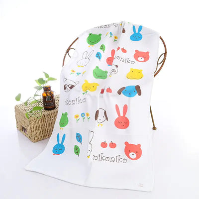 Double-layer Cartoon Print Baby Bath Towel