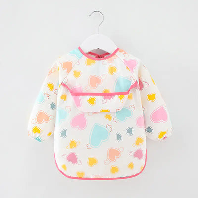 Waterproof Cotton Bib for Kids - Long Sleeve Feeding Apron