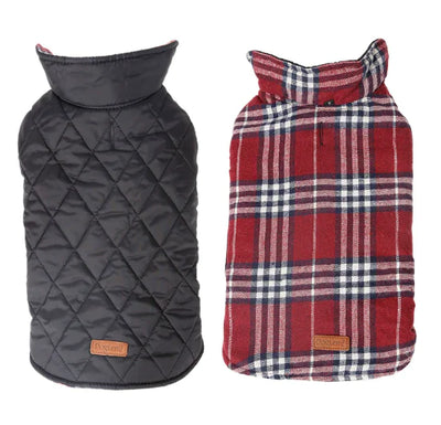 Waterproof Reversible Plaid Dog Jacket for Pets