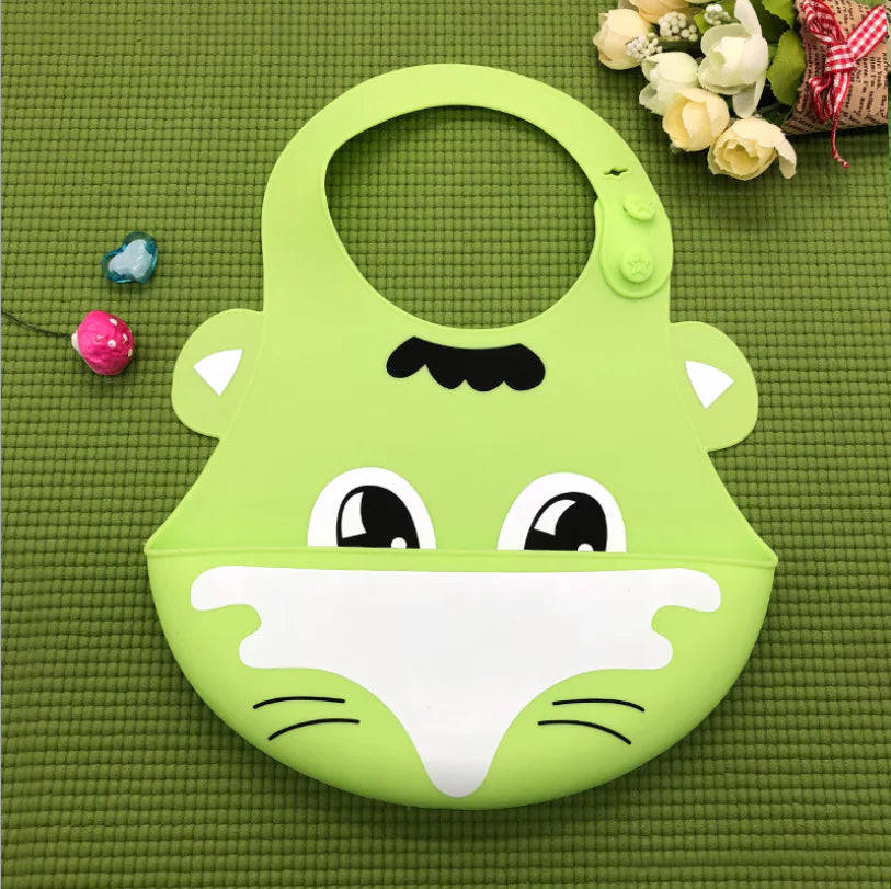 Silicone Waterproof Adjustable Cartoon Bibs for Kids