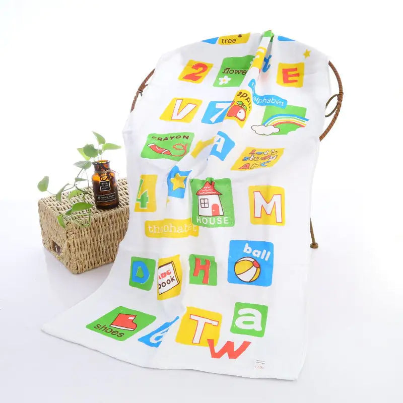 Double-layer Cartoon Print Baby Bath Towel