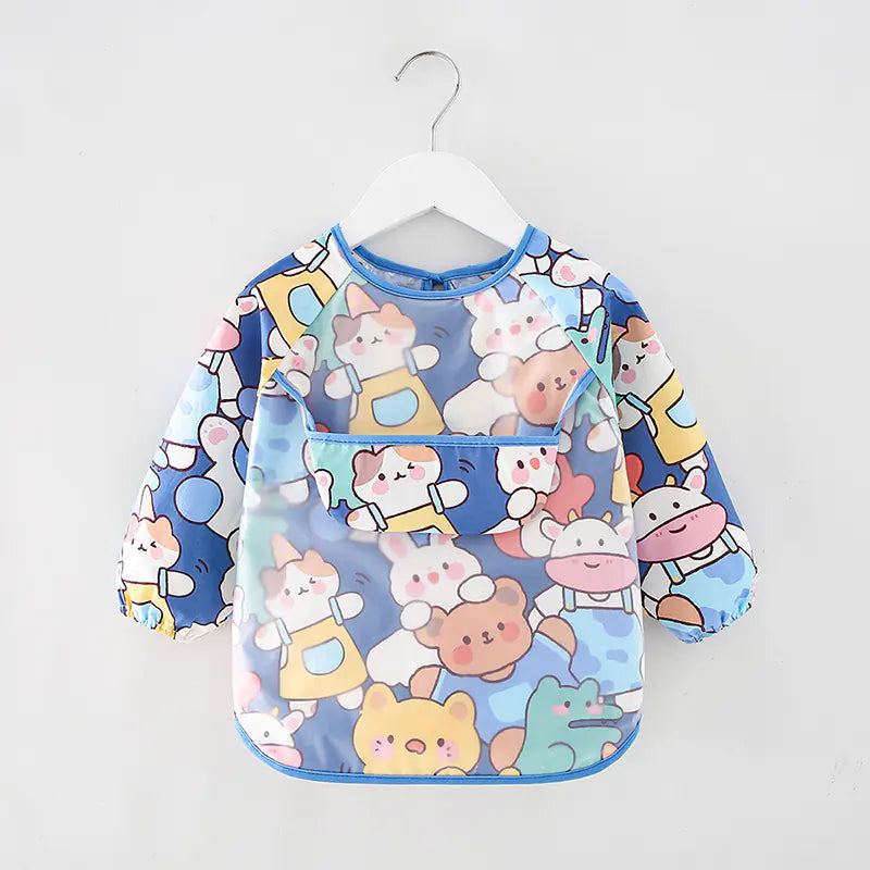 Waterproof Long Sleeve Kids Smock Apron for Eating