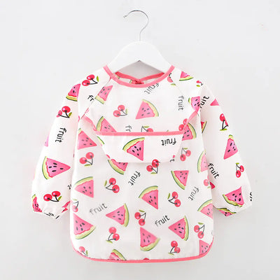 Waterproof Cotton Bib for Kids - Long Sleeve Feeding Apron