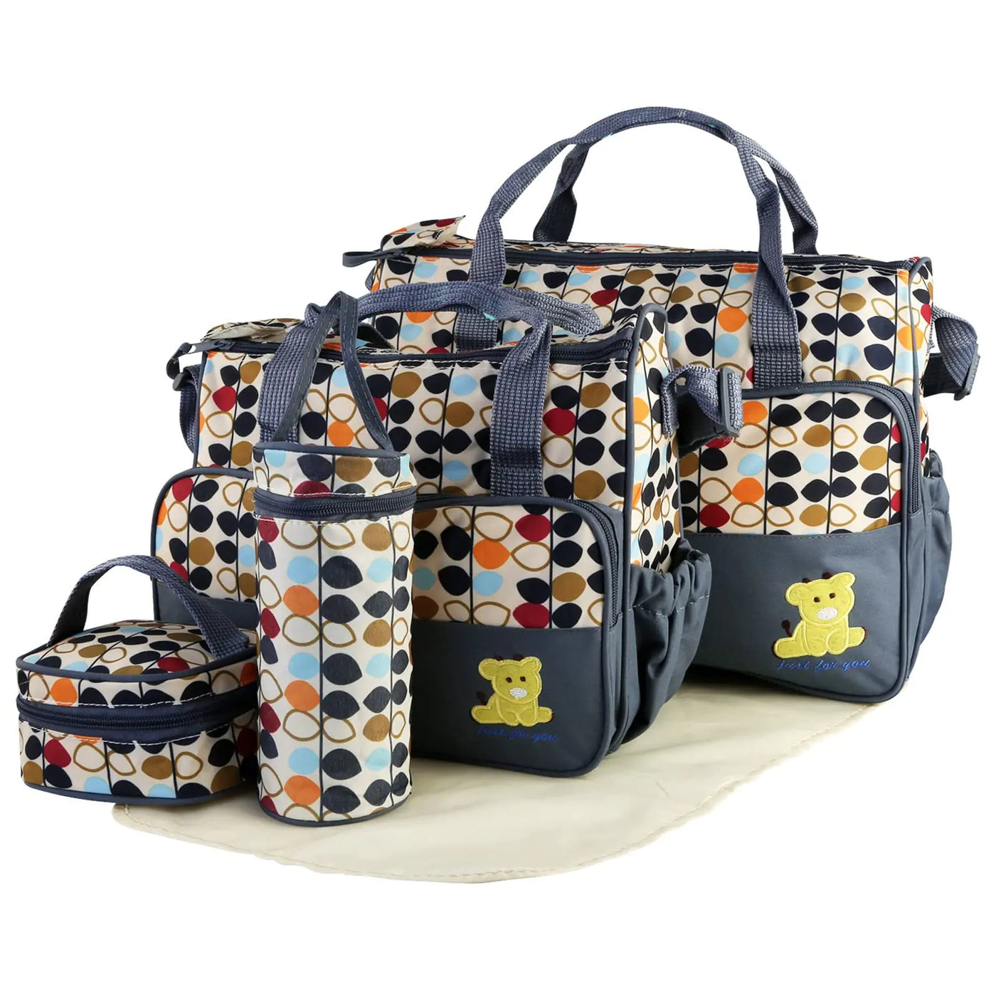 5-in-1 Baby Diaper Bag Set – Waterproof, Multi-Pocket Travel Organizer for Moms & Dads