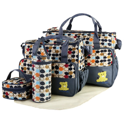 5-in-1 Baby Diaper Bag Set – Waterproof, Multi-Pocket Travel Organizer for Moms & Dads