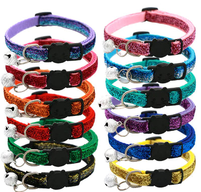Adjustable Colorful Cat Collar with Bell for Pets