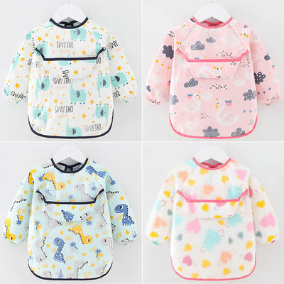 Waterproof Cotton Bib for Kids - Long Sleeve Feeding Apron